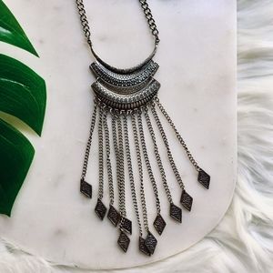 boho layered fringe long necklace